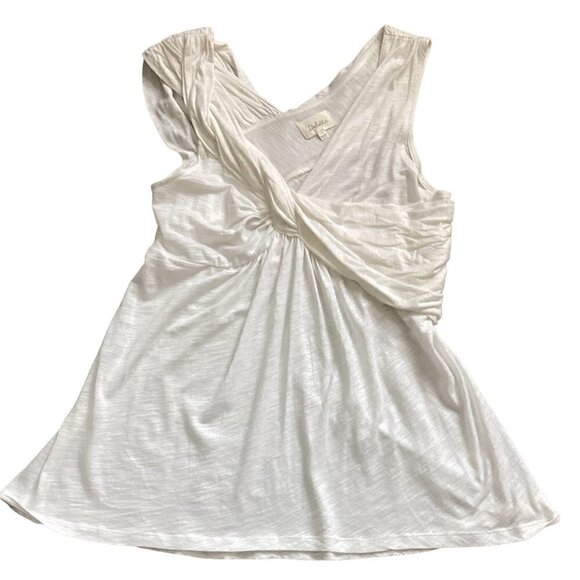 Deletta S Ivory with Gold Shimmer 100% Cotton Sleeveless Twist Front Top 168C - Picture 1 of 6
